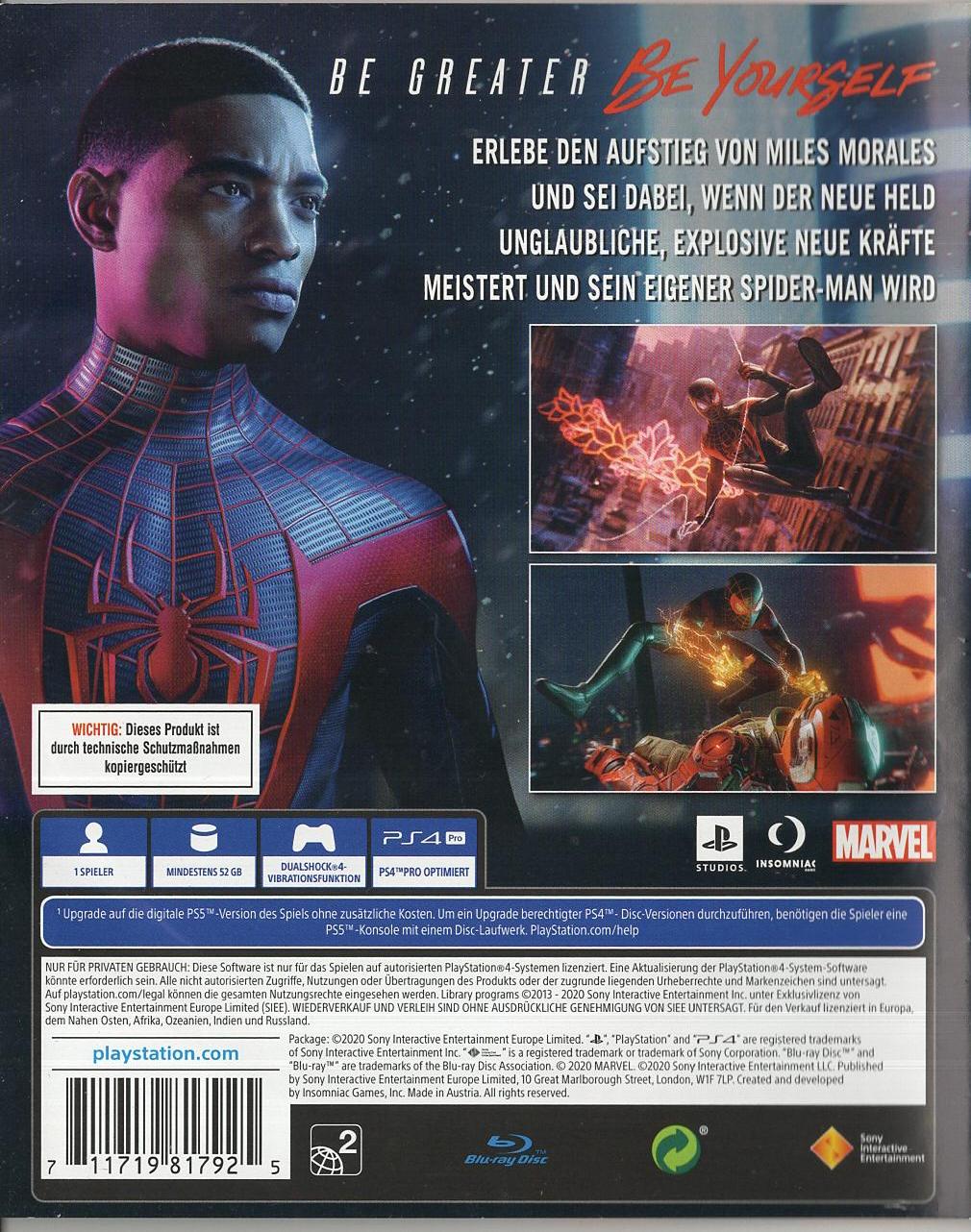 Spider-Man: Miles Morales - PlayStation 4 Rückseite