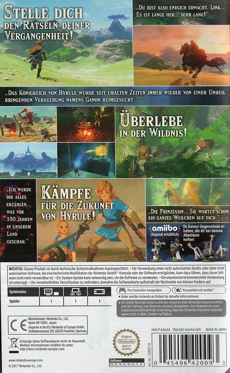 The Legend of Zelda: Breath of the Wild - Nintendo Switch Rückseite