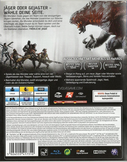 Evolve - PlayStation 4 Rückseite