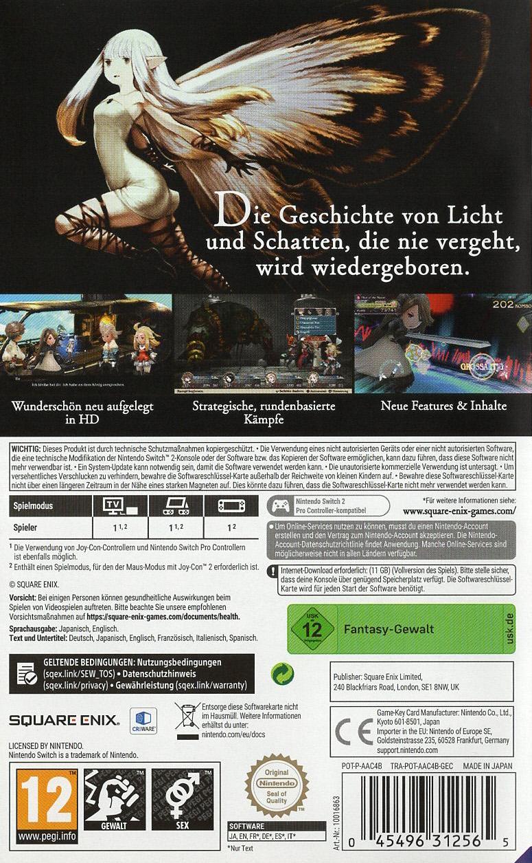 Bravely Default: Flying Fairy HD Remaster - Nintendo Switch Rückseite