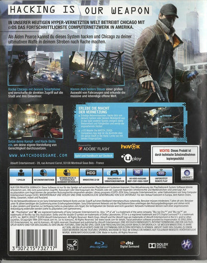 Watch Dogs - PlayStation 4 Rückseite