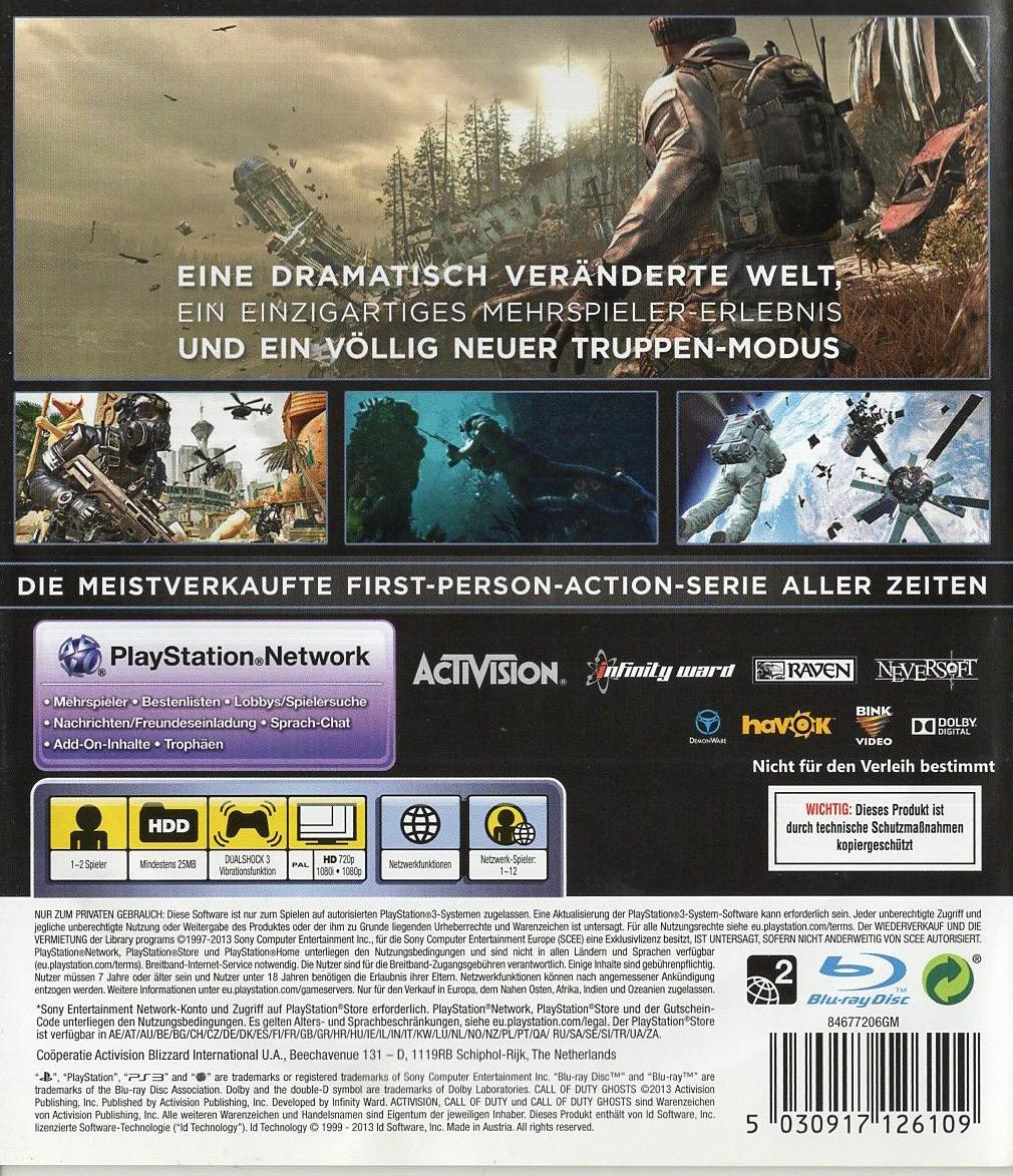 Call of Duty: Ghosts - PlayStation 3 Rückseite