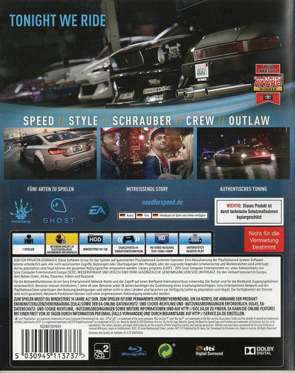 Need for Speed - PlayStation 4 Rückseite