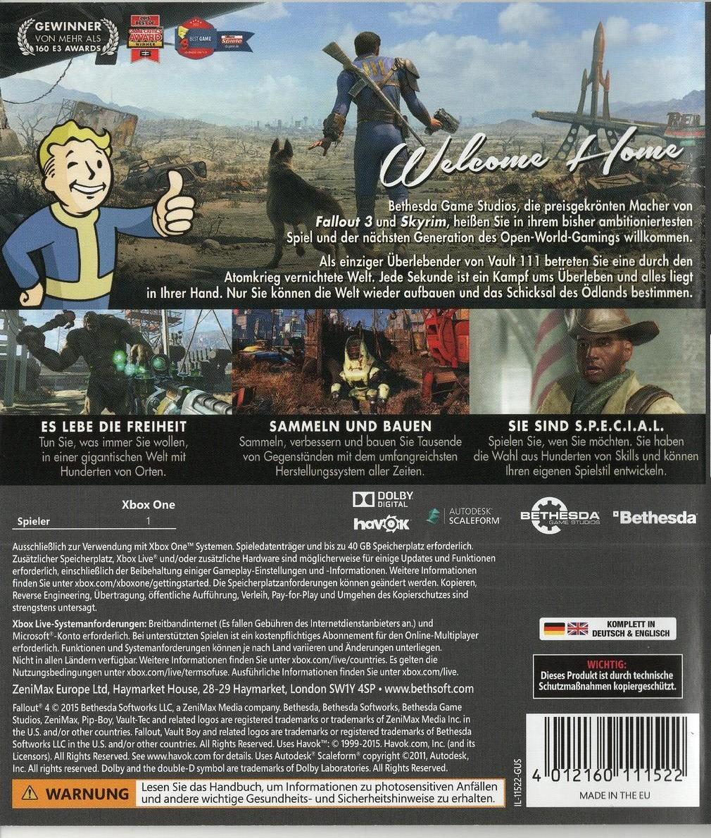 Fallout 4 - Xbox One Rückseite