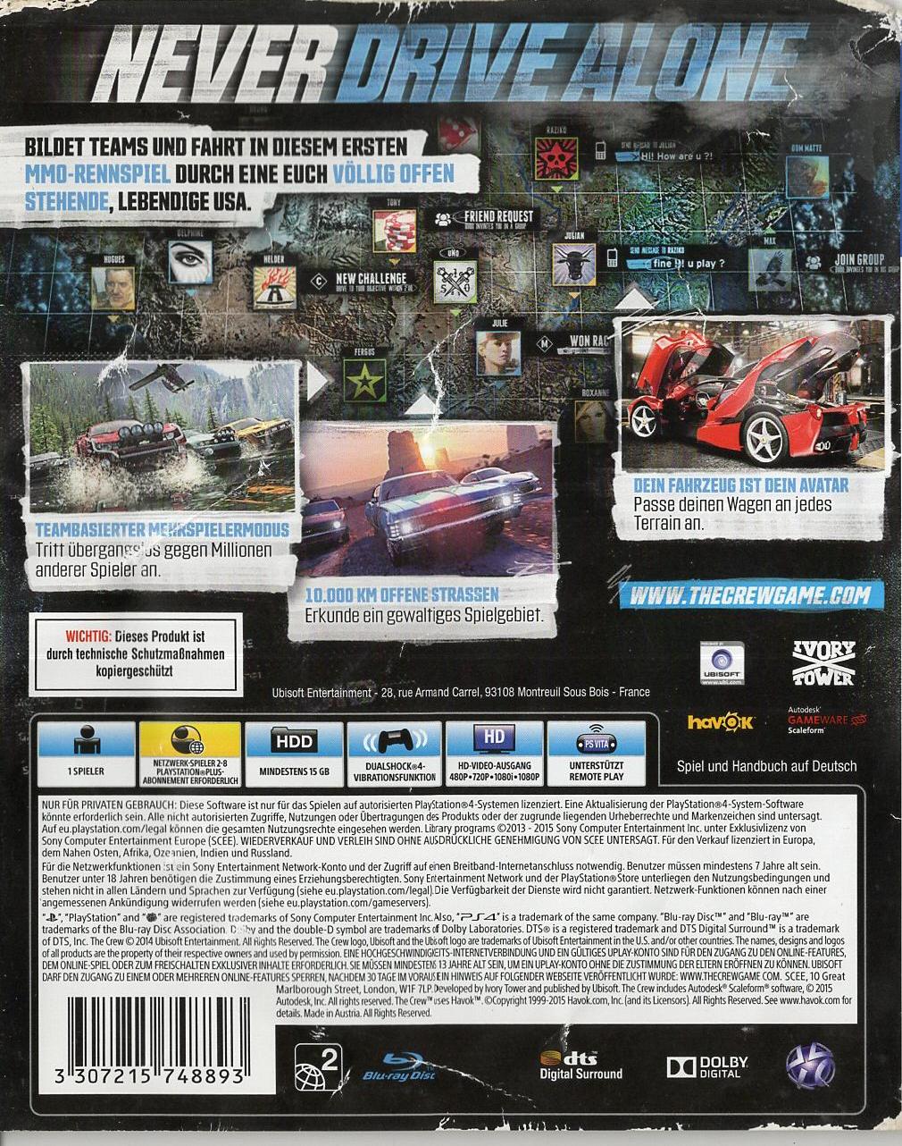 The Crew - PlayStation 4 Rückseite