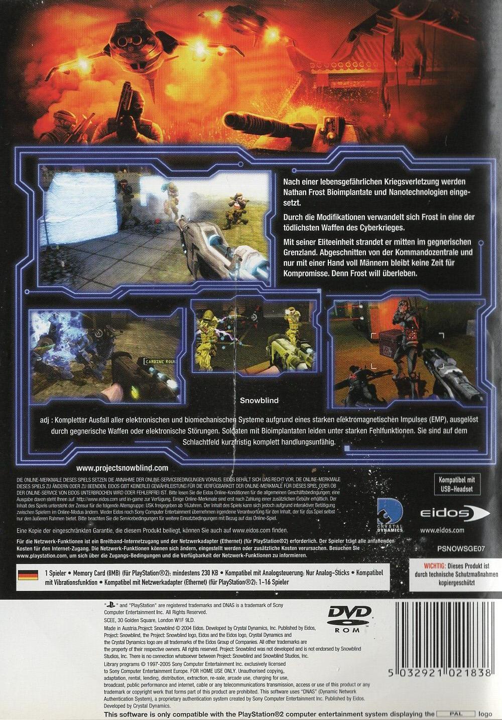 Project: Snowblind - PlayStation 2 Rückseite