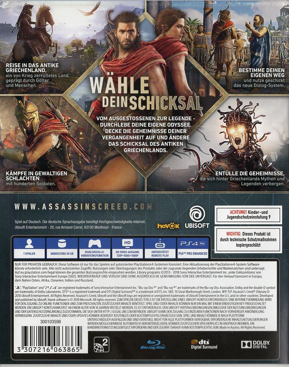 Assassin's Creed Odyssey - PlayStation 4 Rückseite