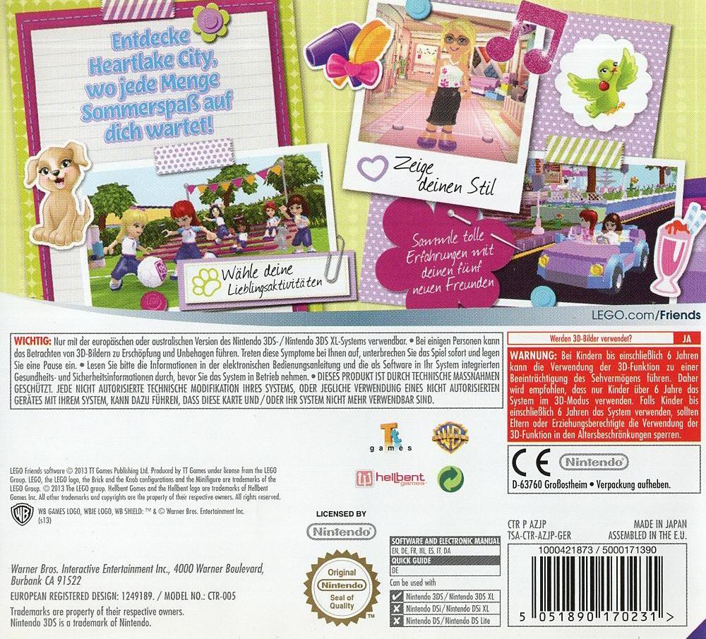 LEGO Friends - Nintendo 3DS Rückseite