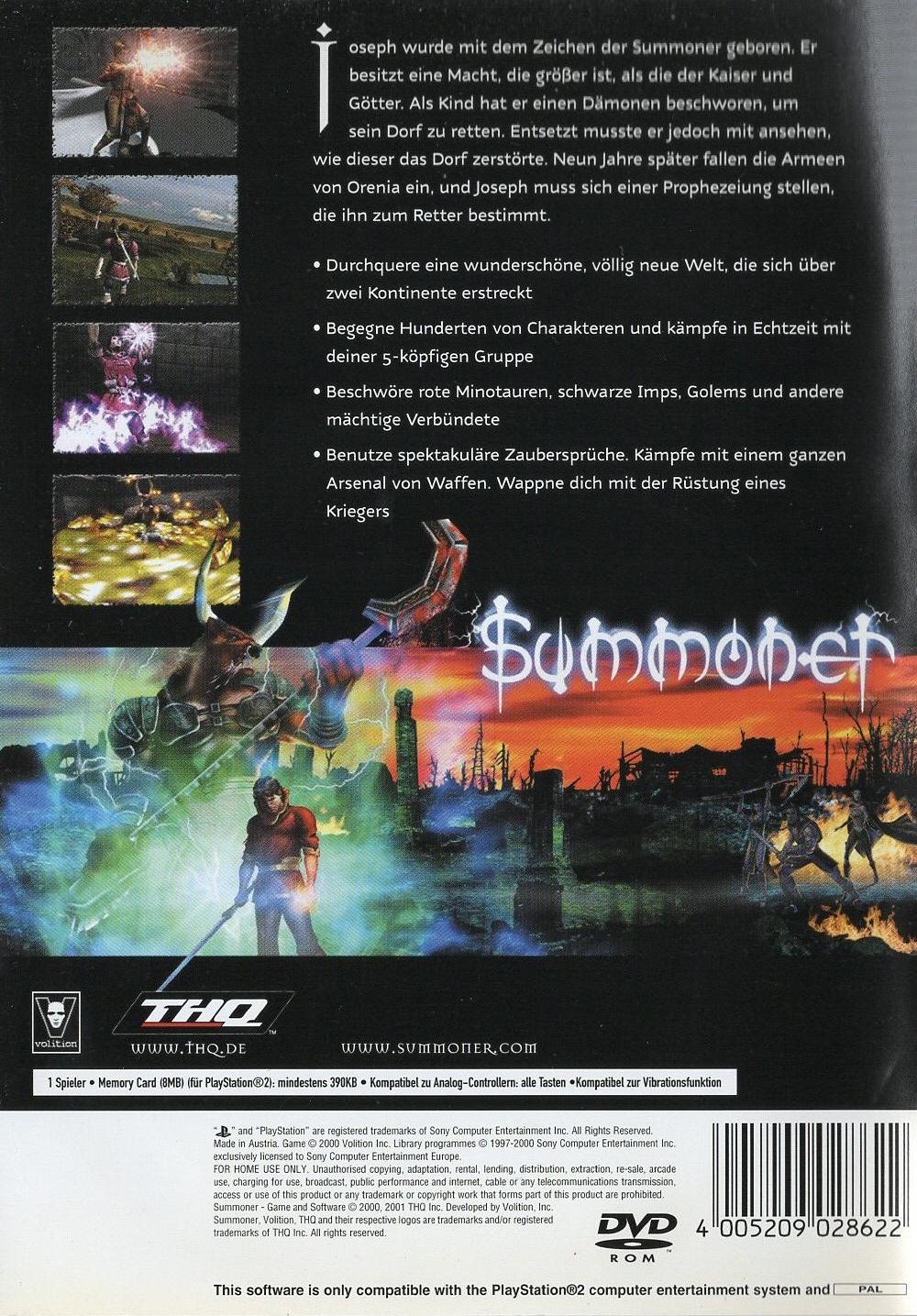 Summoner - PlayStation 2 Rückseite