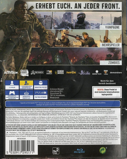 Call of Duty: Vanguard - PlayStation 4 Rückseite