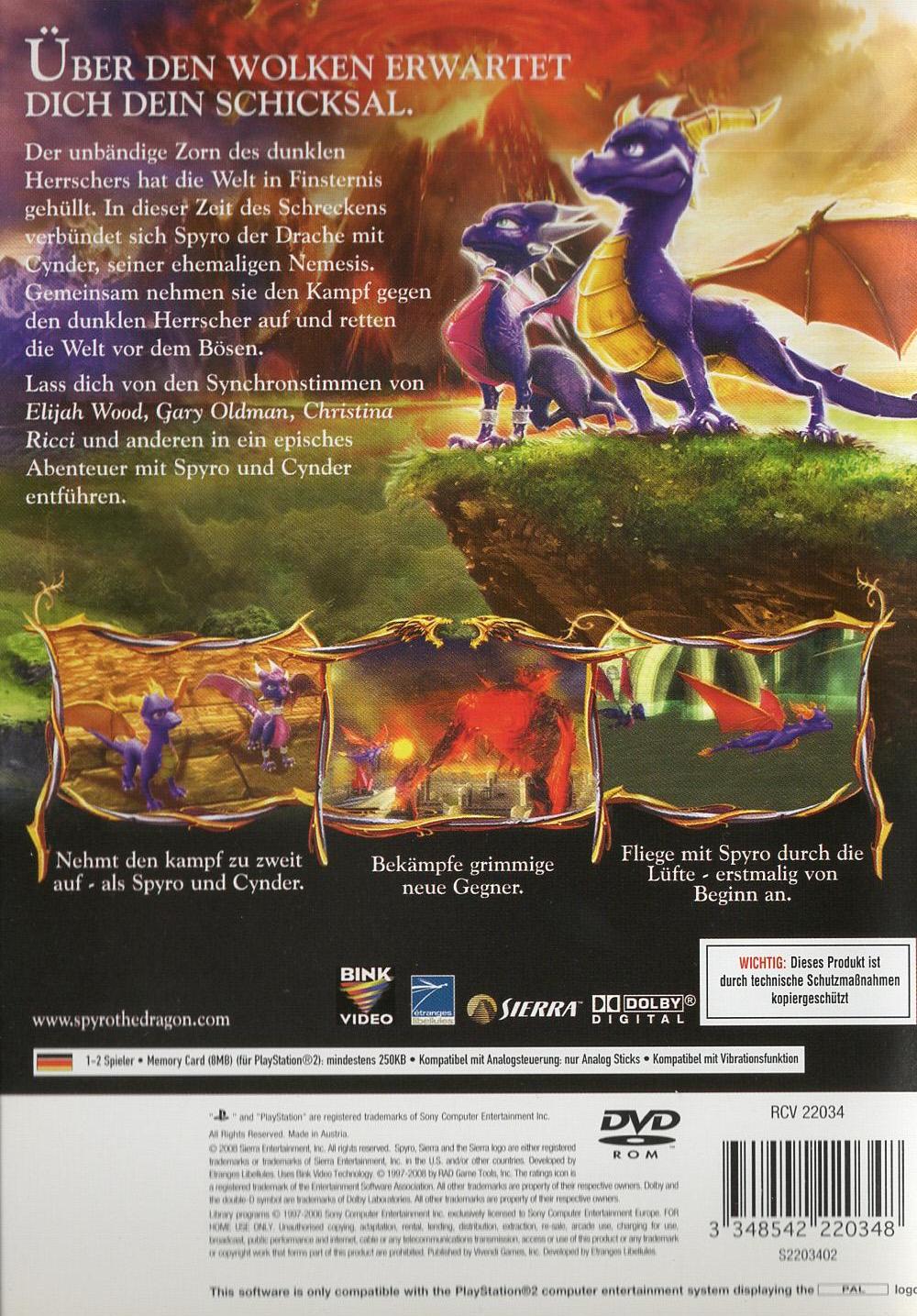 The Legend of Spyro: Dawn of the Dragon - PlayStation 2 Rückseite