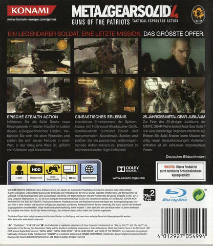 Metal Gear Solid 4: Guns of the Patriots - PlayStation 3 Rückseite