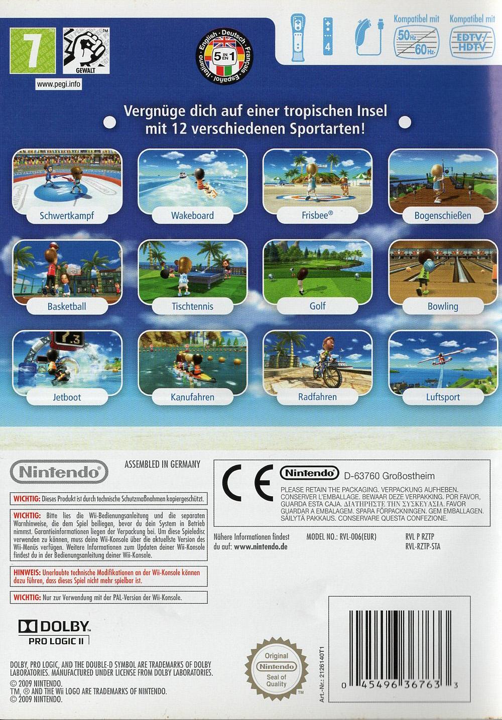 Wii Sports Resort - Nintendo Wii Rückseite