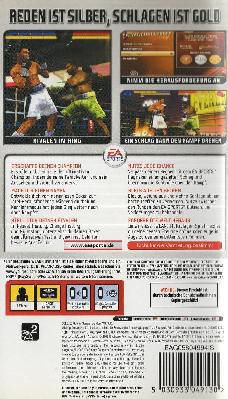 EA Sports Fight Night Round 3 - PlayStation Portable Rückseite