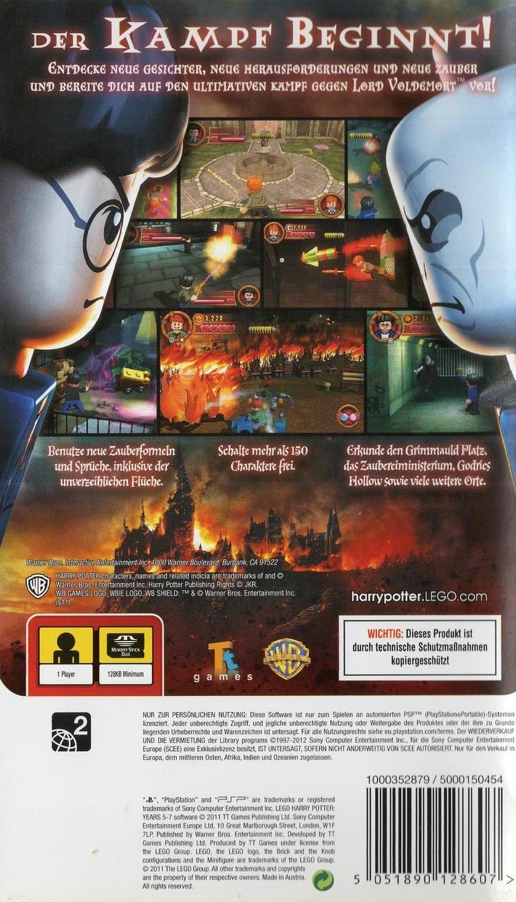 LEGO Harry Potter: Die Jahre 5-7 - PlayStation Portable Rückseite