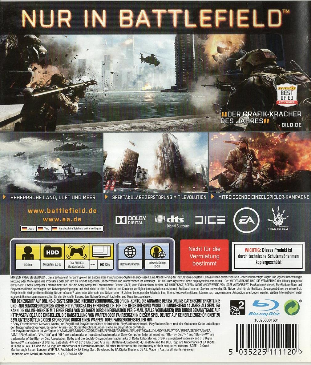 Battlefield 4 - PlayStation 3 Rückseite