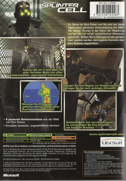 Tom Clancy's Splinter Cell - Xbox Rückseite