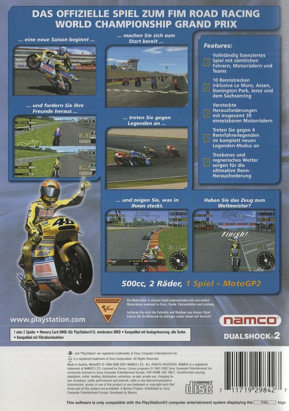MotoGP 2 - PlayStation 2 Rückseite