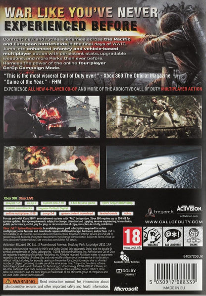 Call of Duty: World at War - Xbox 360 Rückseite