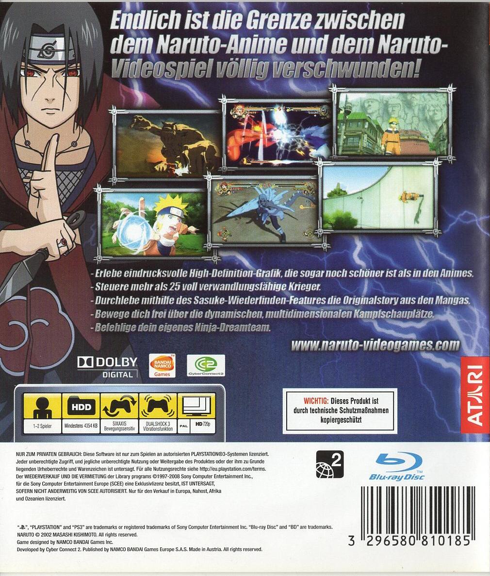 Naruto Ultimate Ninja Storm - PlayStation 3 Rückseite