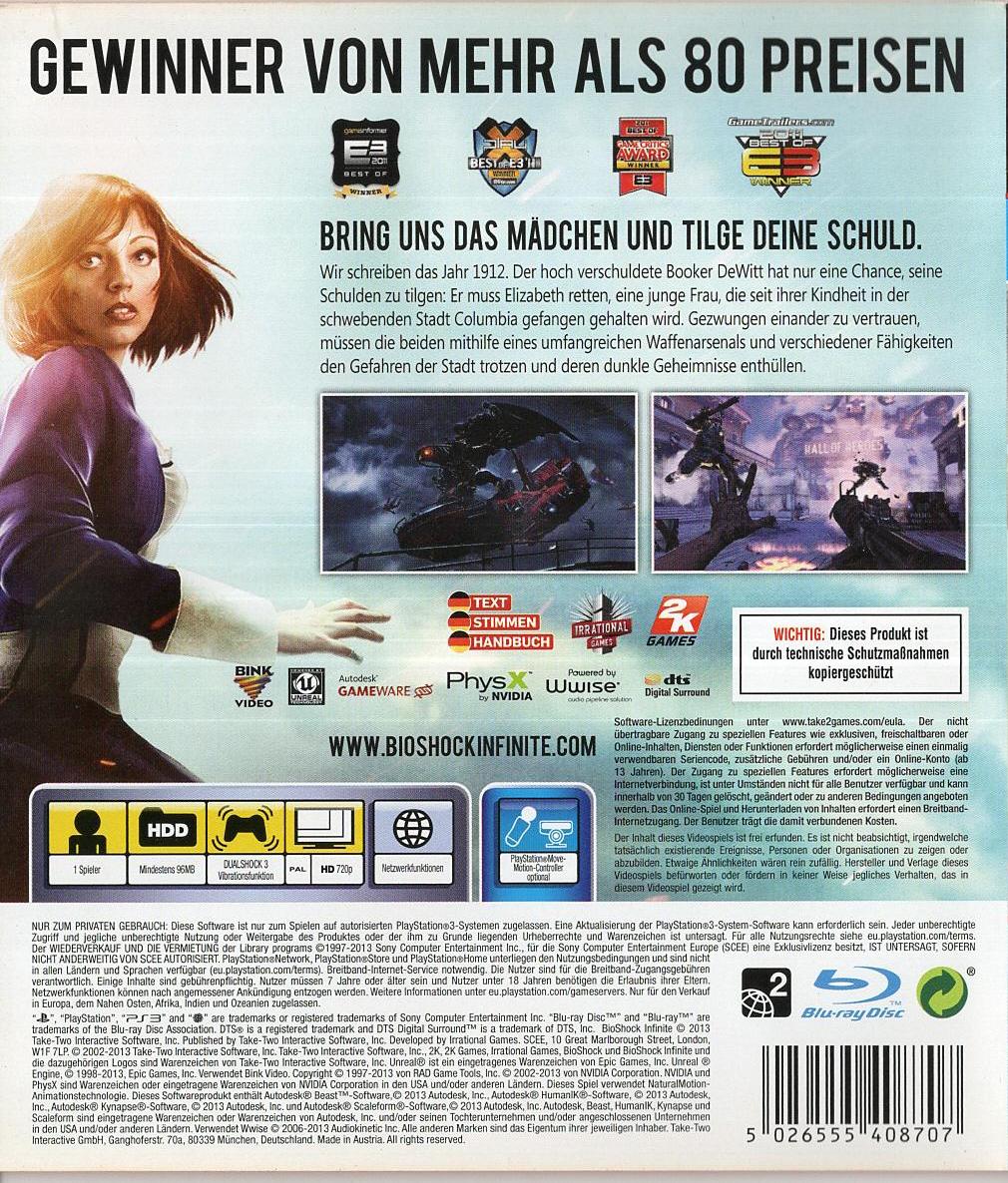 BioShock Infinite - PlayStation 3 Rückseite