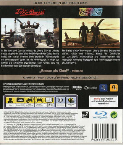 Grand Theft Auto: Episodes from Liberty City - PlayStation 3 Rückseite