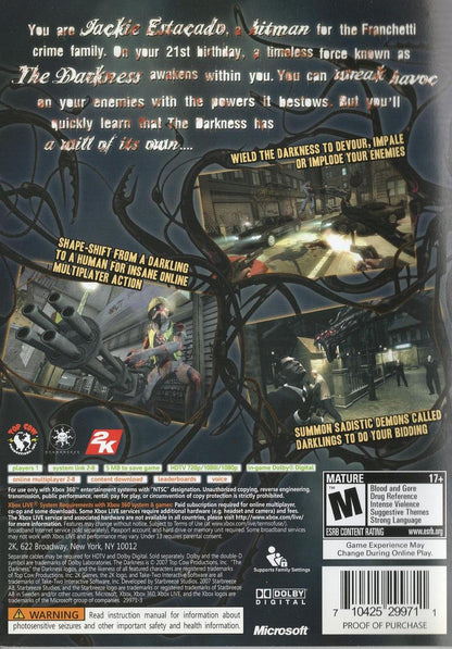 The Darkness - Xbox 360 Rückseite