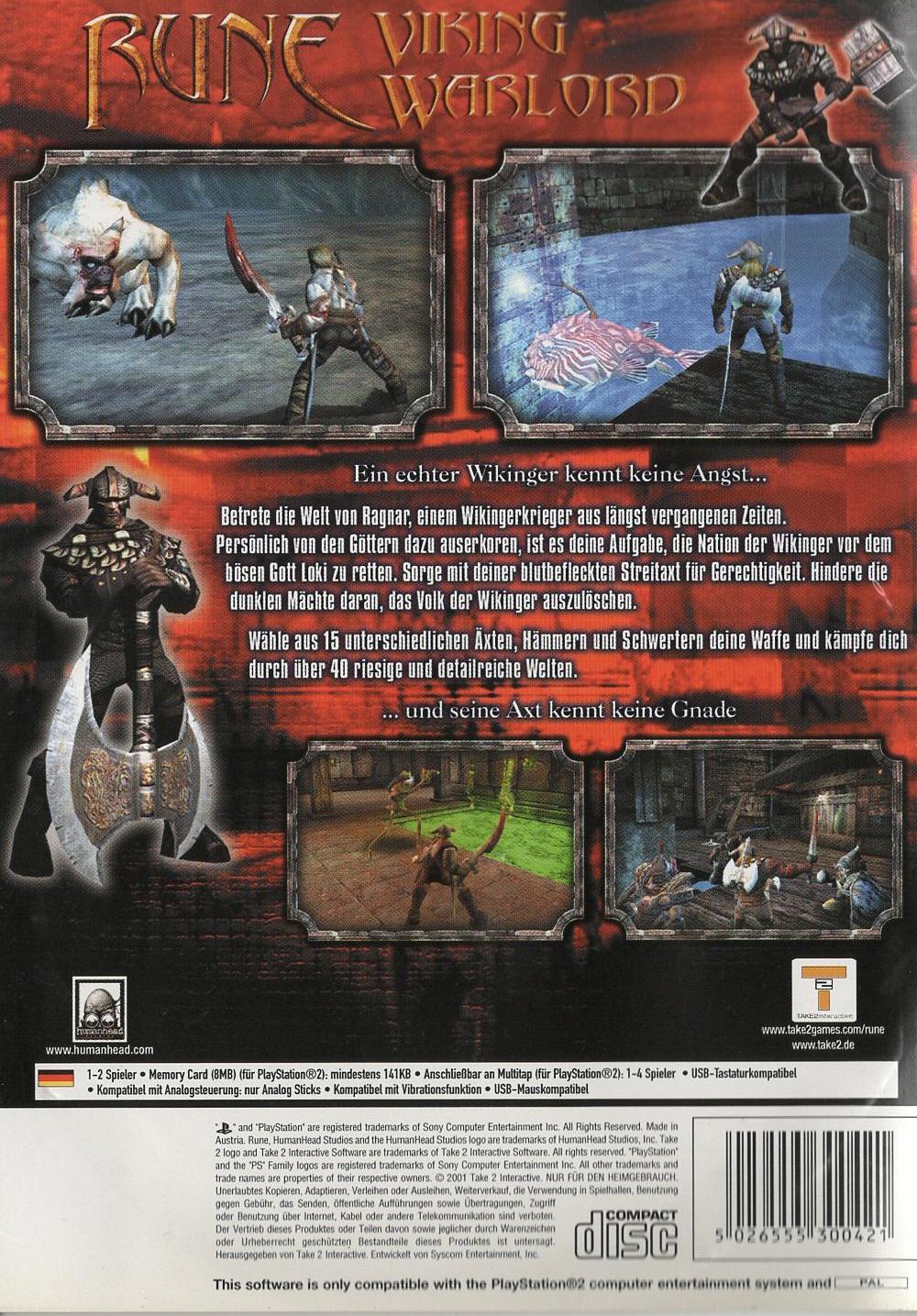 Rune: Viking Warlord - PlayStation 2 Rückseite