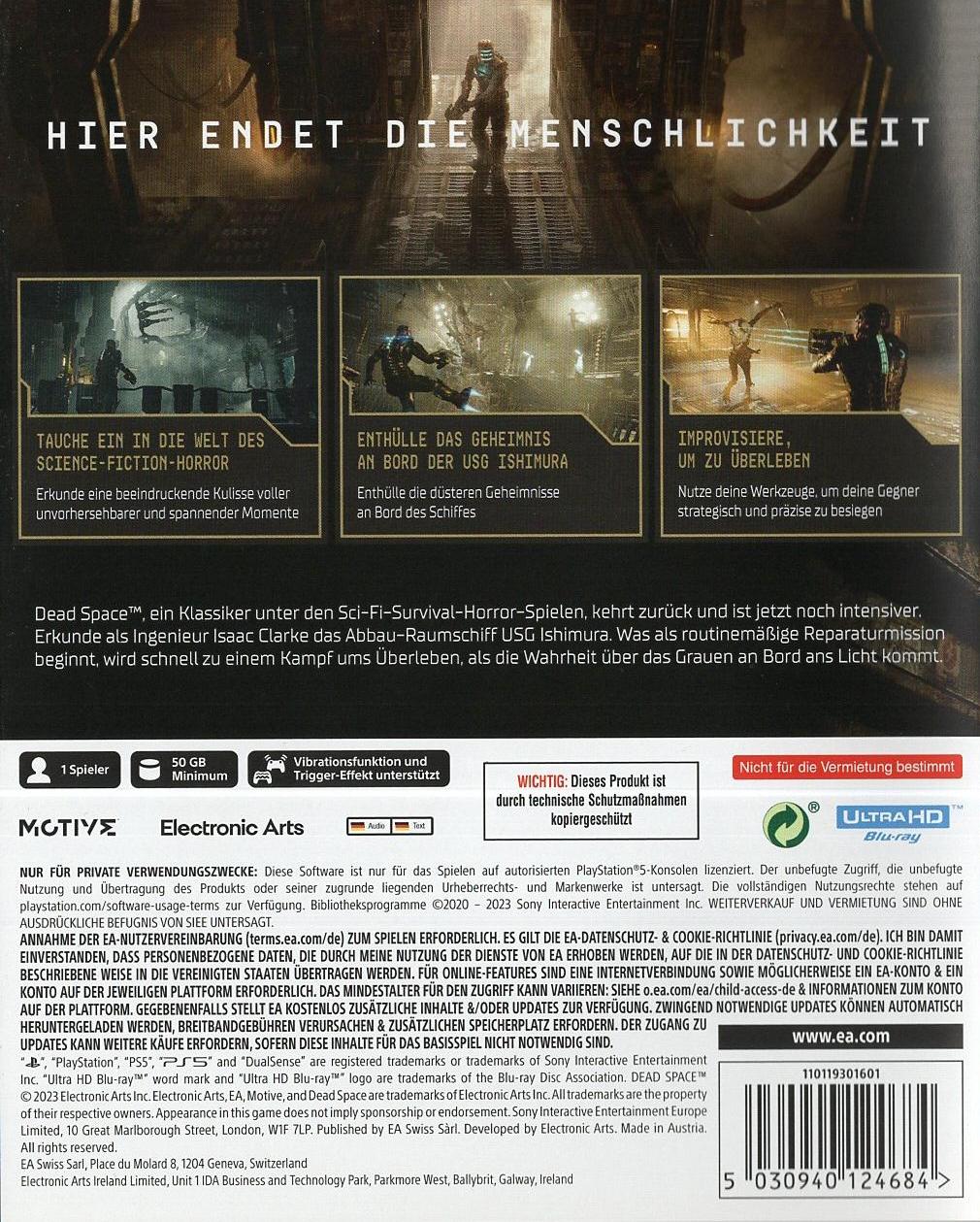 Dead Space - PlayStation 5 Rückseite