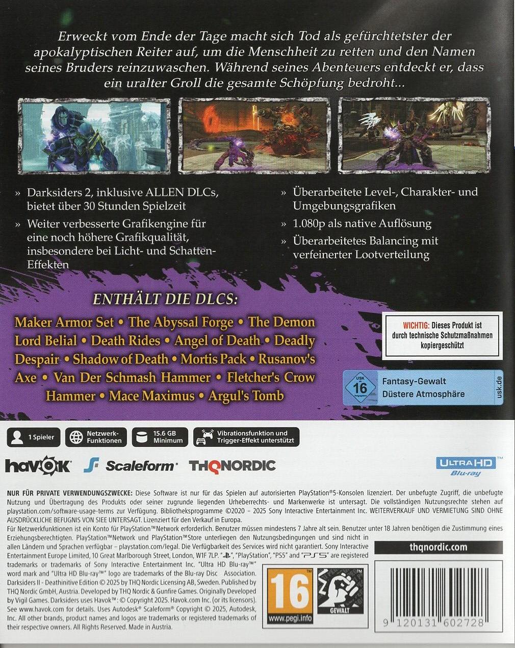 Darksiders II: Deathinitive Edition - PlayStation 5 Rückseite