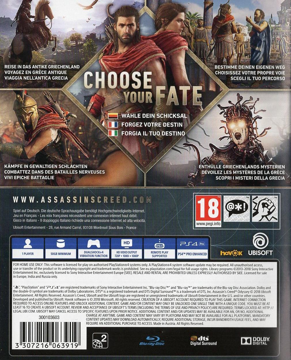 Assassin's Creed Odyssey - PlayStation 4 Rückseite