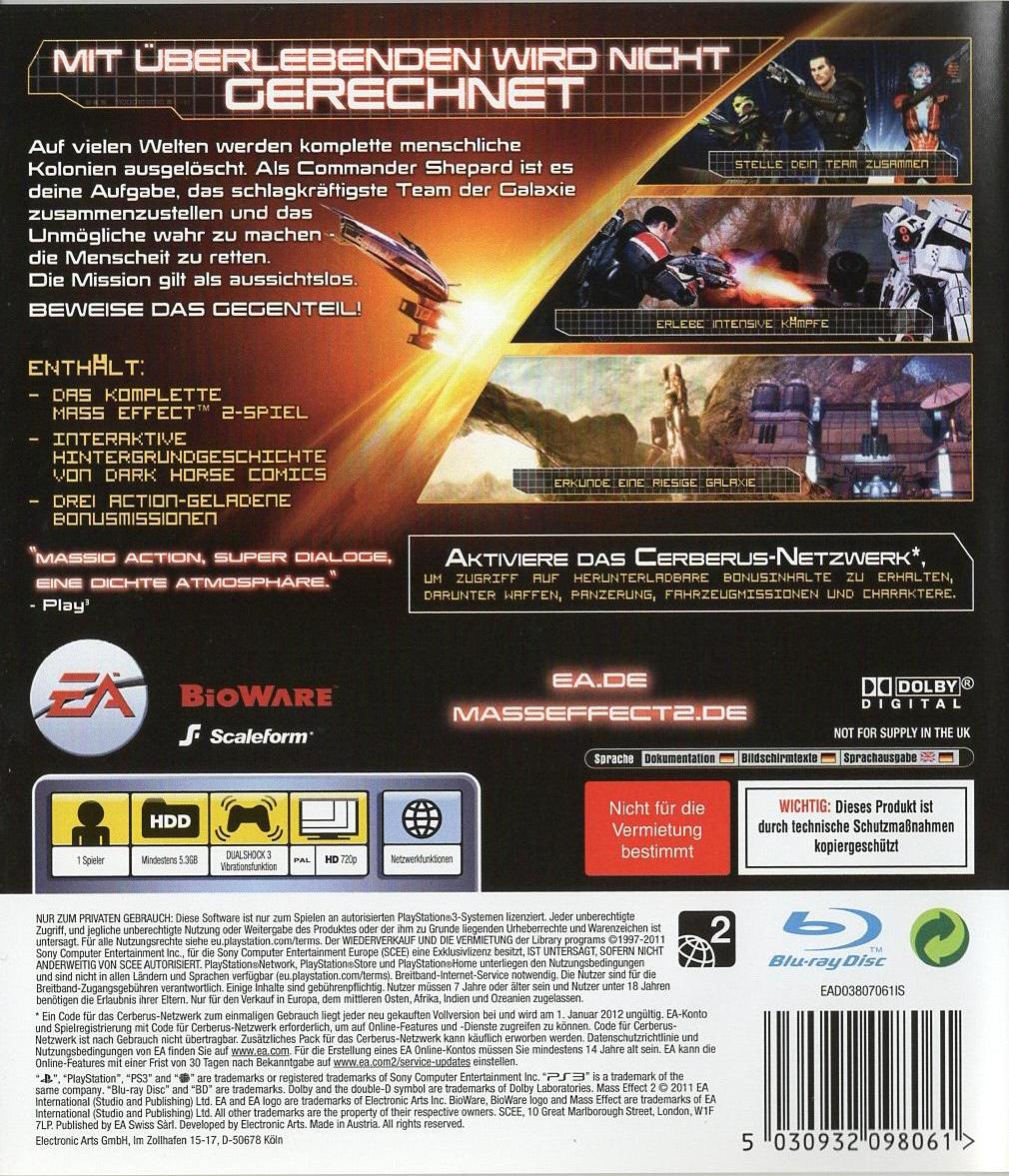 Mass Effect 2 - PlayStation 3 Rückseite