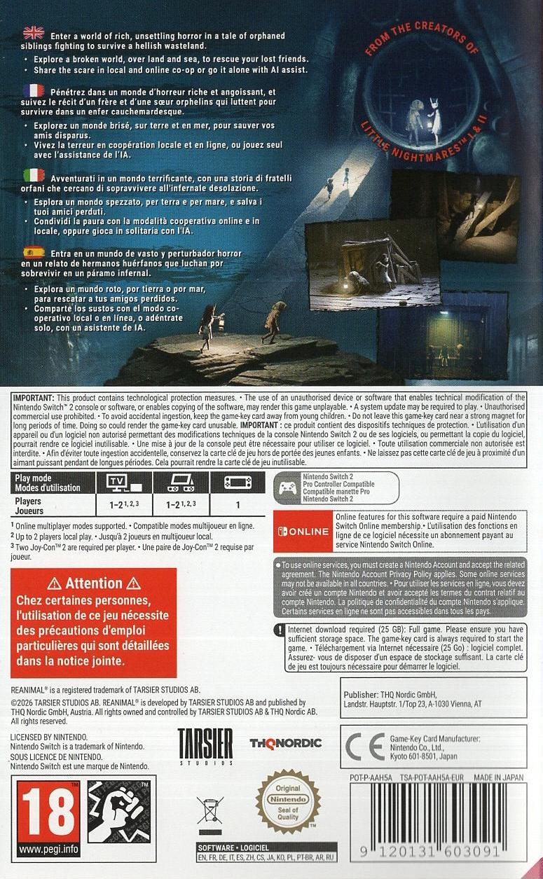 Reanimal - Nintendo Switch Rückseite