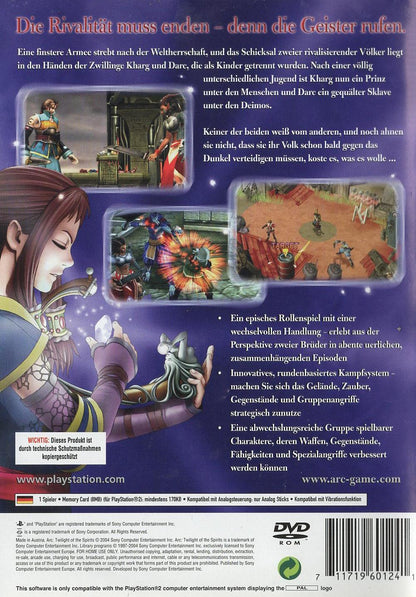 Arc: Twilight of the Spirits - PlayStation 2 Rückseite