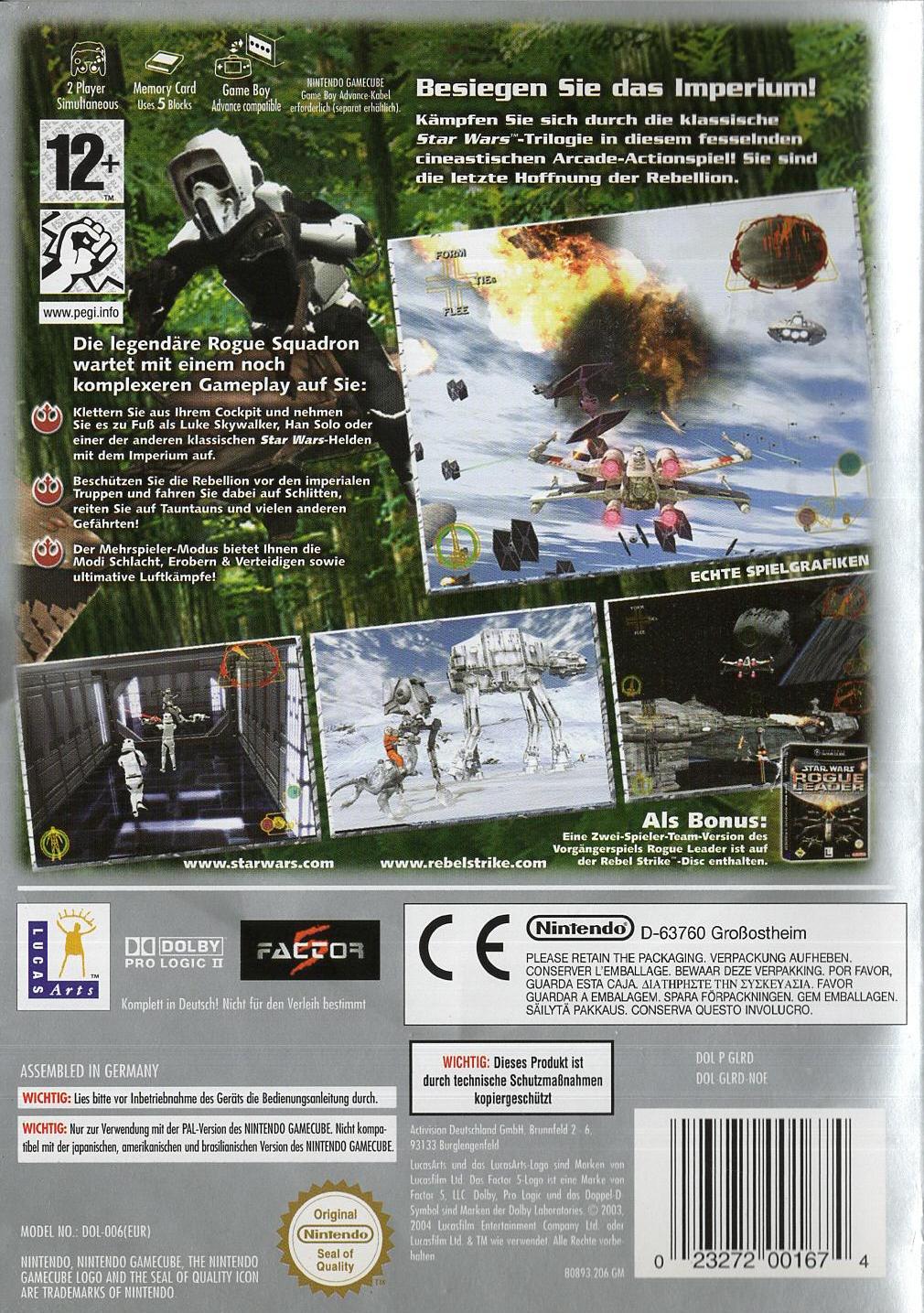 Star Wars: Rebel Strike - Rogue Squadron III - Nintendo GameCube Rückseite