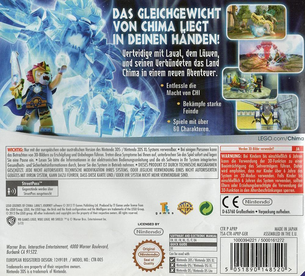 LEGO Legends of Chima: Laval's Journey - Nintendo 3DS Rückseite