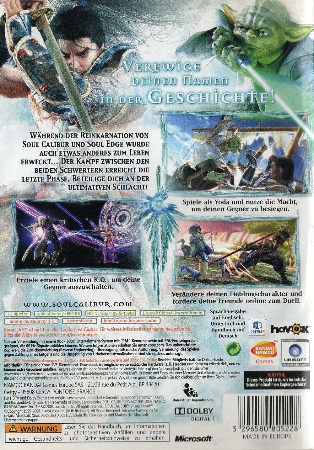 Soulcalibur IV - Xbox 360 Rückseite