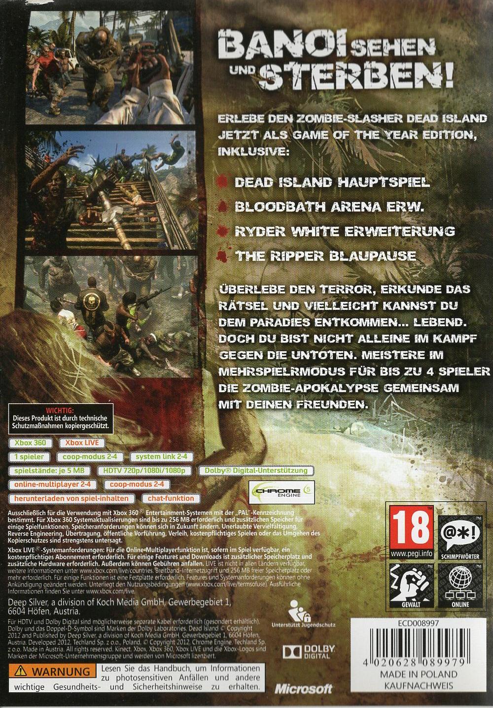 Dead Island: Game of the Year Edition - Xbox 360 Rückseite