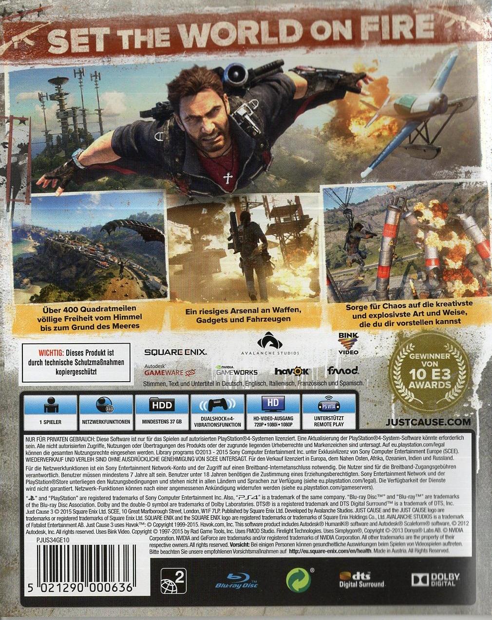 Just Cause 3 - PlayStation 4 Rückseite