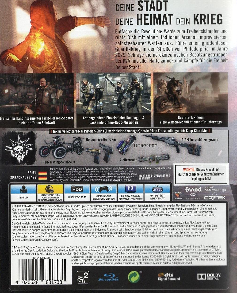 Homefront: The Revolution - PlayStation 4 Rückseite