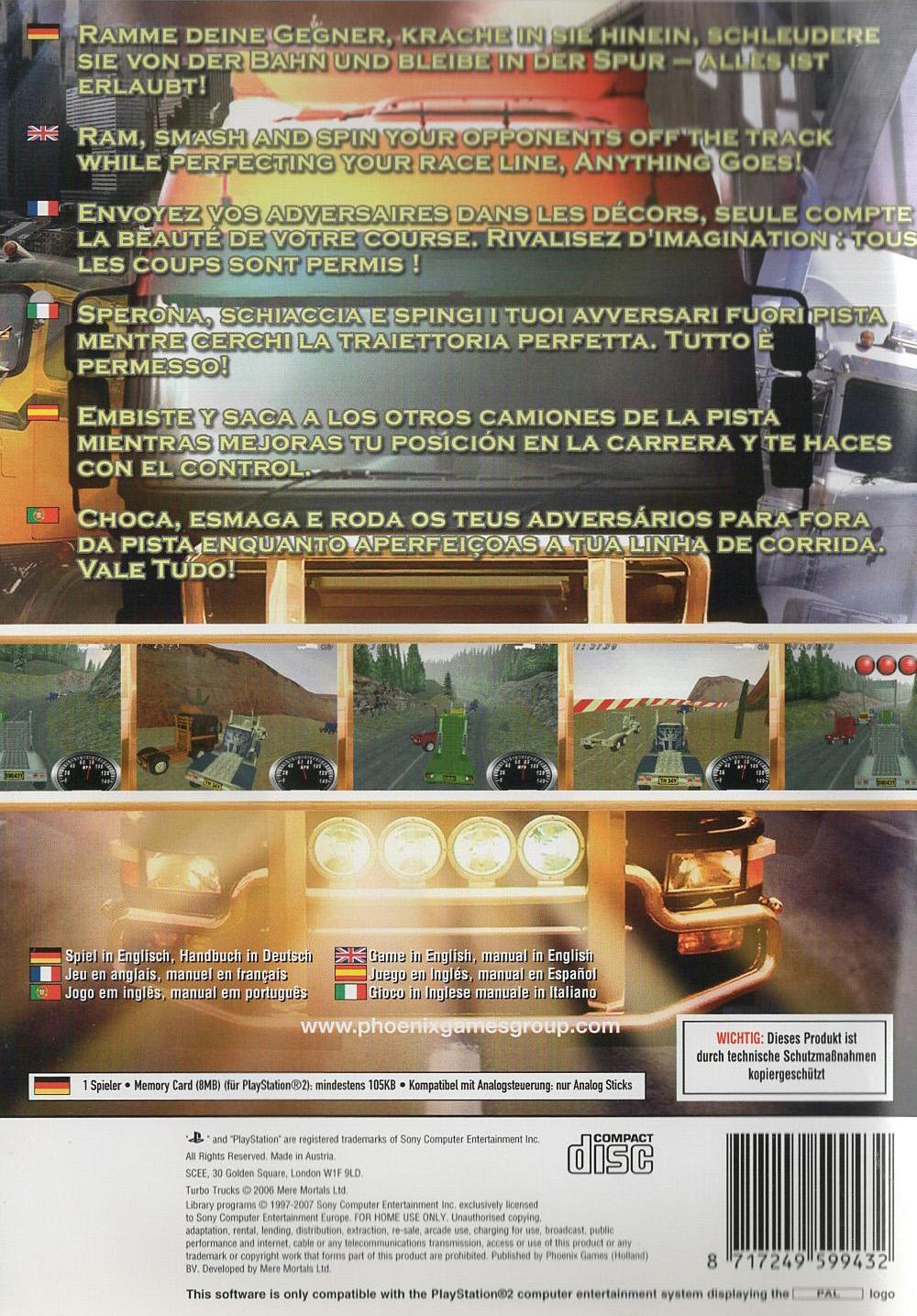 Turbo Trucks - PlayStation 2 Rückseite