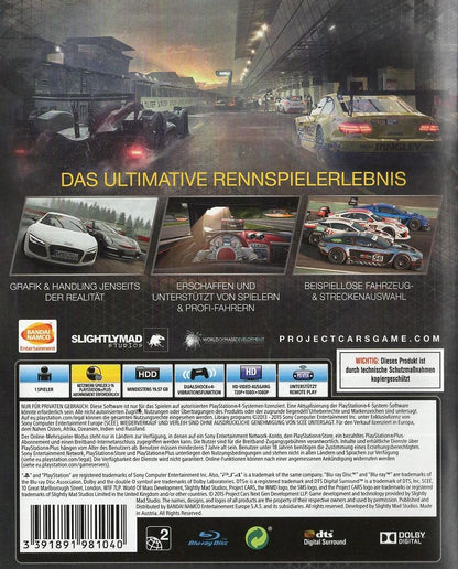 Project CARS - PlayStation 4 Rückseite