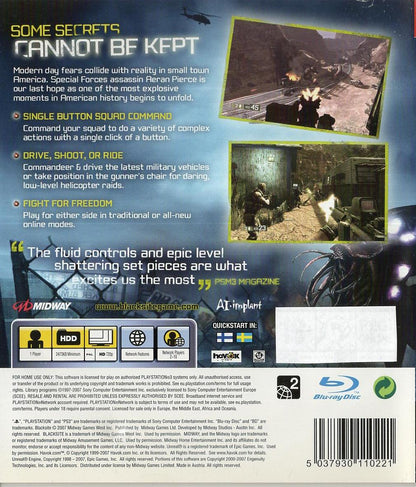 BlackSite - PlayStation 3 Rückseite