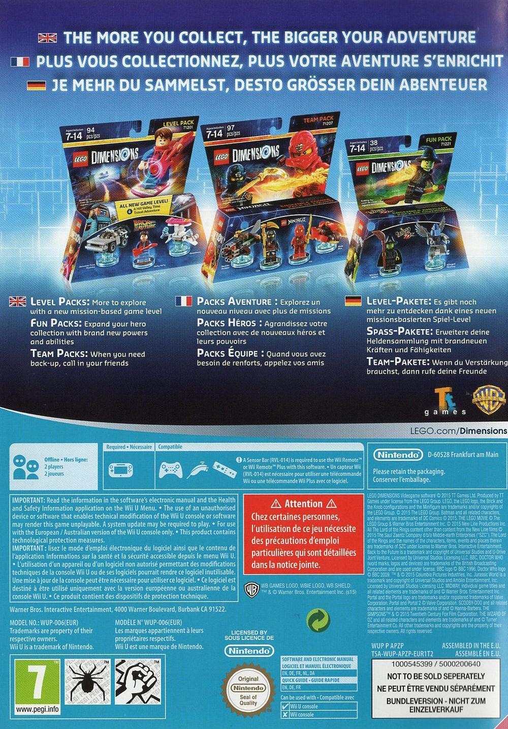 LEGO Dimensions - Nintendo Wii U Rückseite