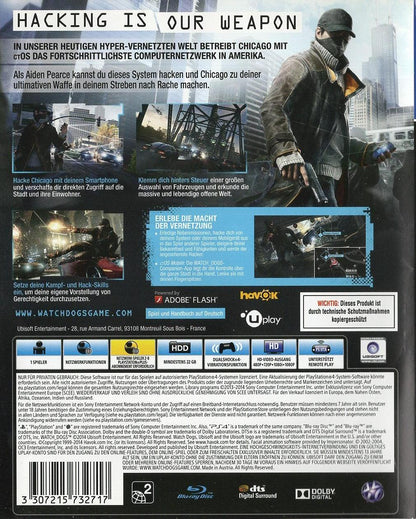 Watch Dogs - PlayStation 4 Rückseite