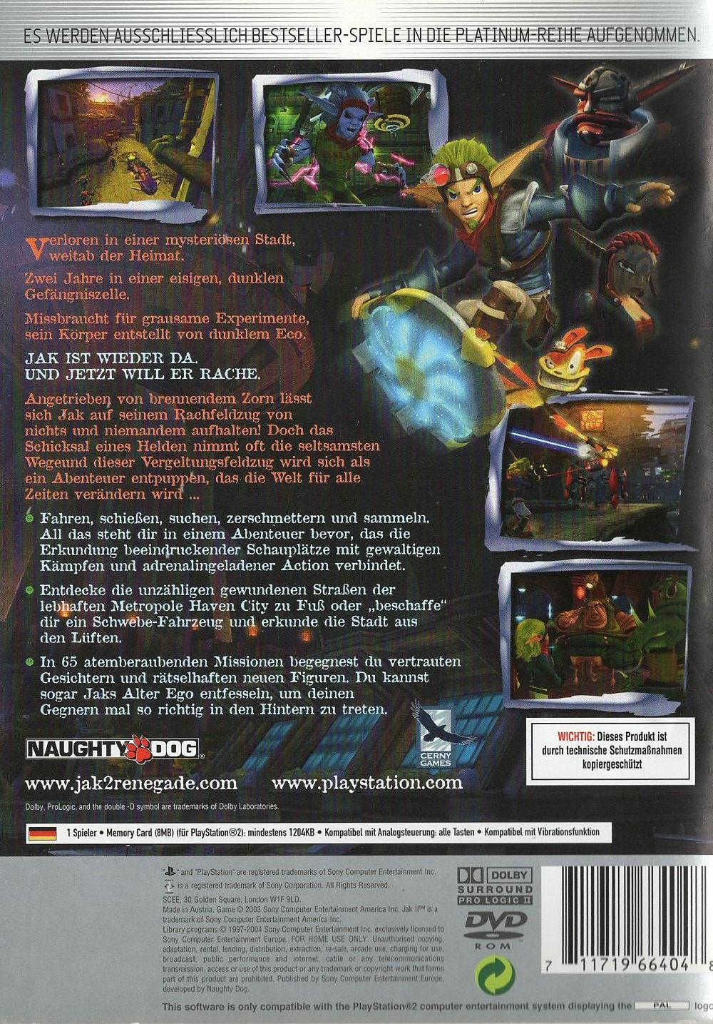 Jak II: Renegade - PlayStation 2 Rückseite