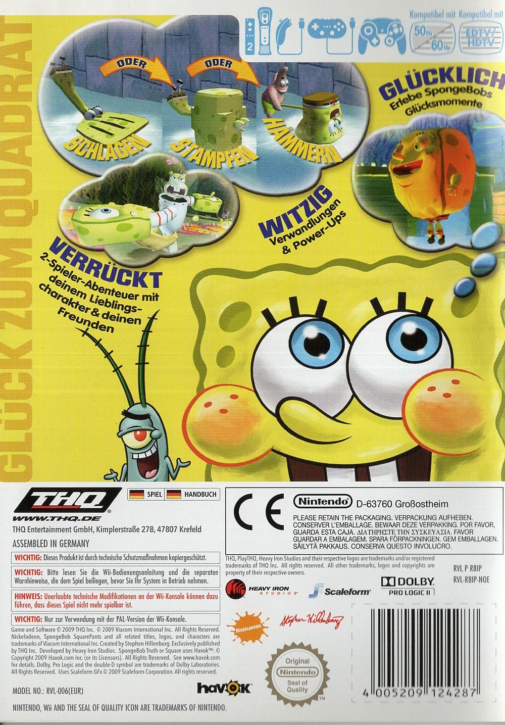 SpongeBob Schwammkopf: SpongeBobs ISKALT ERWISCHT - Nintendo Wii Rückseite