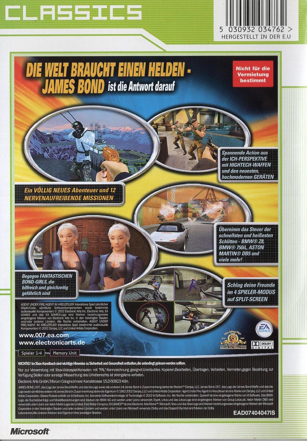James Bond 007: Agent im Kreuzfeuer - Xbox Rückseite