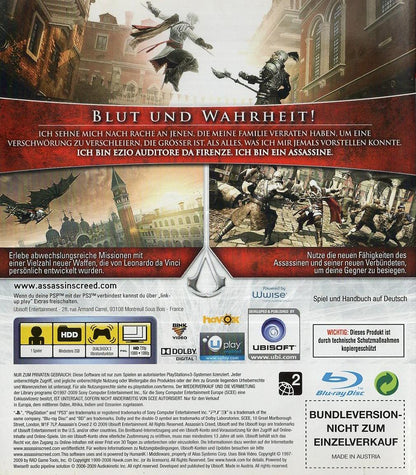 Assassin's Creed II - PlayStation 3 Rückseite
