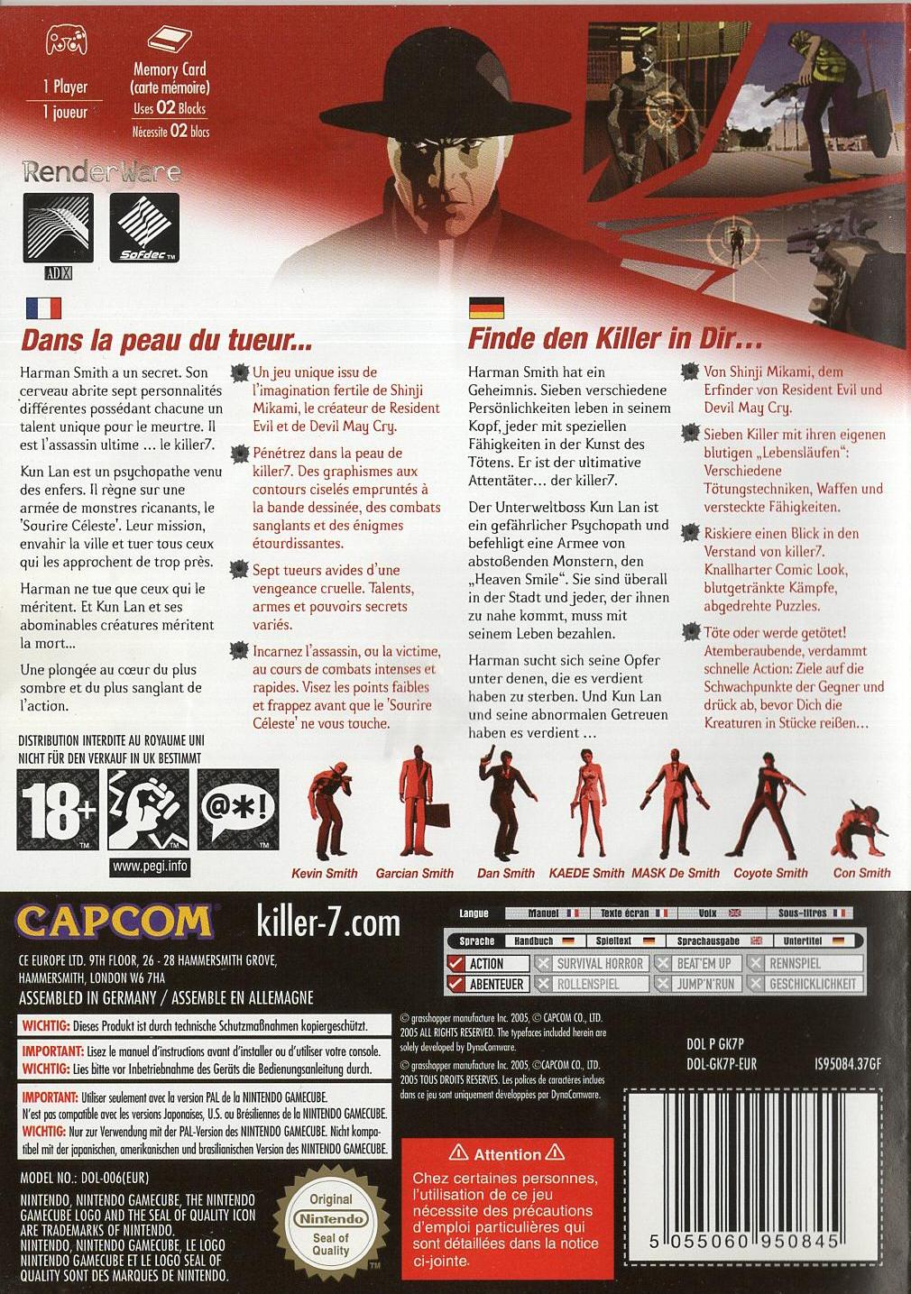 Killer7 - Nintendo GameCube Rückseite